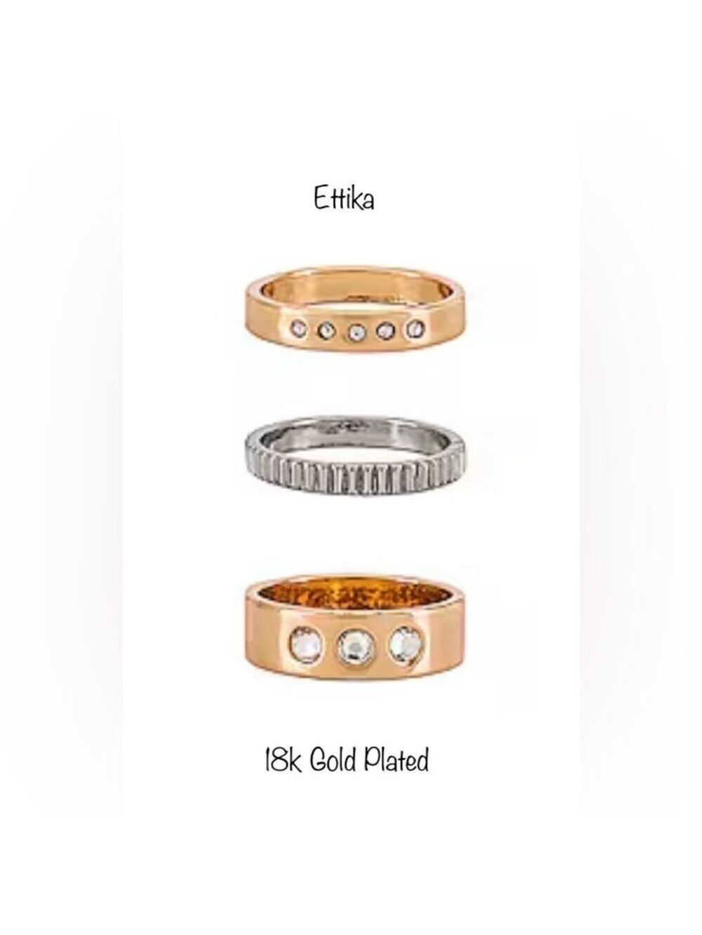 🔥NWT🔥 Ettika Diamond Detail Ring Set 18k Gold in original packaging size 8